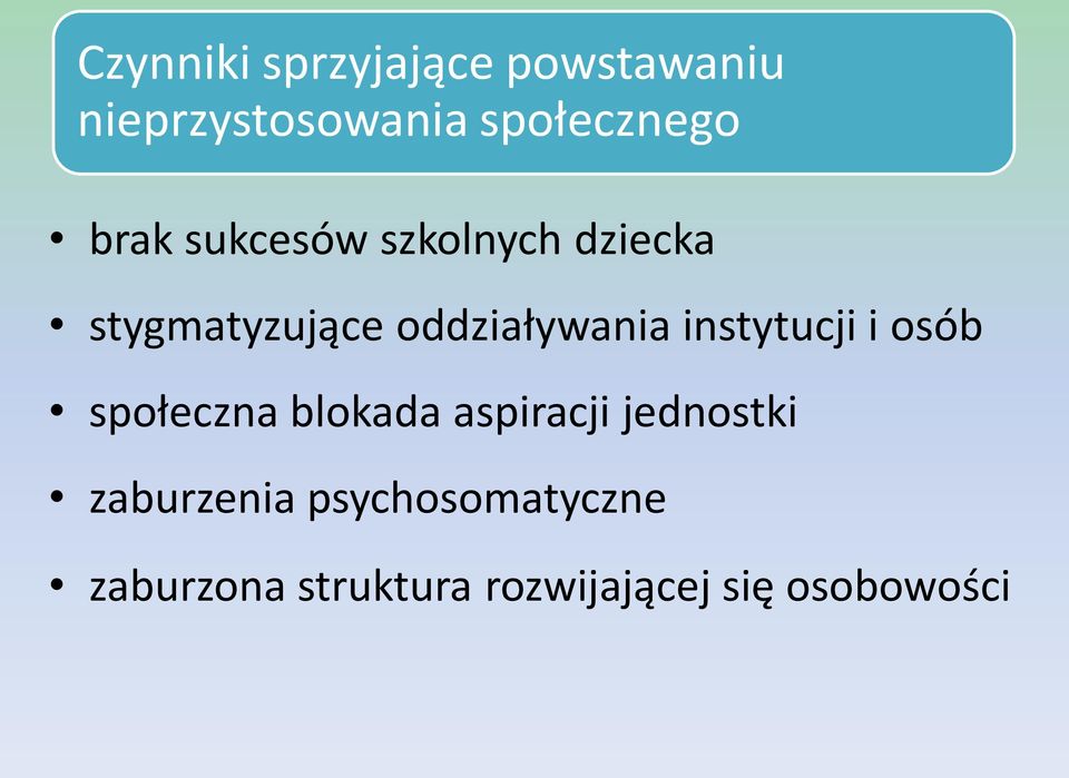 instytucji i osób społeczna blokada aspiracji jednostki