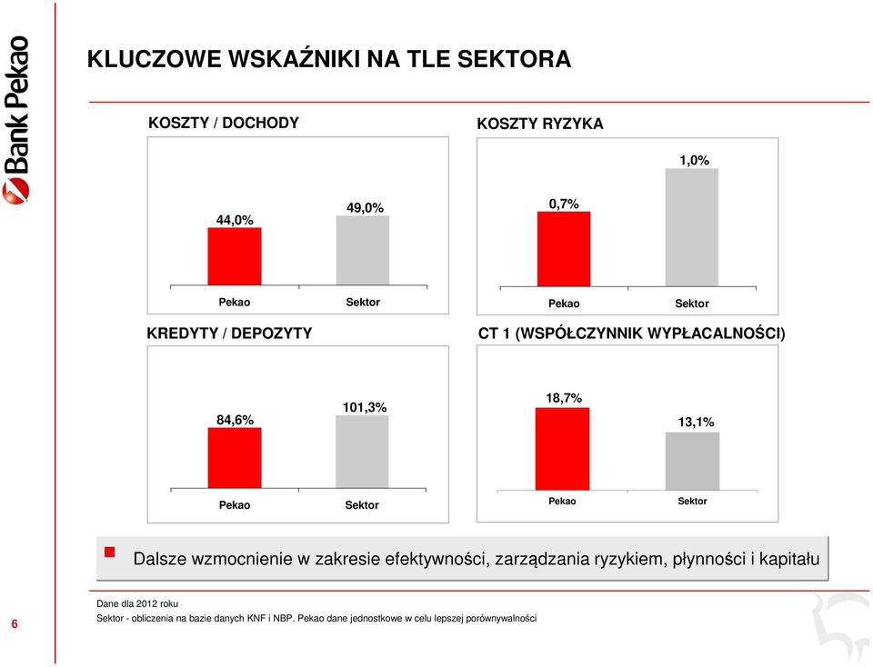 Sektor Dalsze wzmocnienie w zakresie efektywności, zarządzania ryzykiem, płynności i kapitału 6 Dane dla