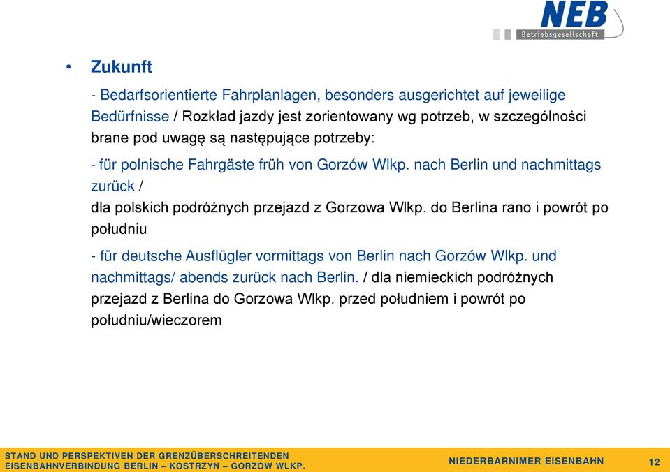 nach Berlin und nachmittags zurück / dla polskich podróżnych przejazd z Gorzowa Wlkp.