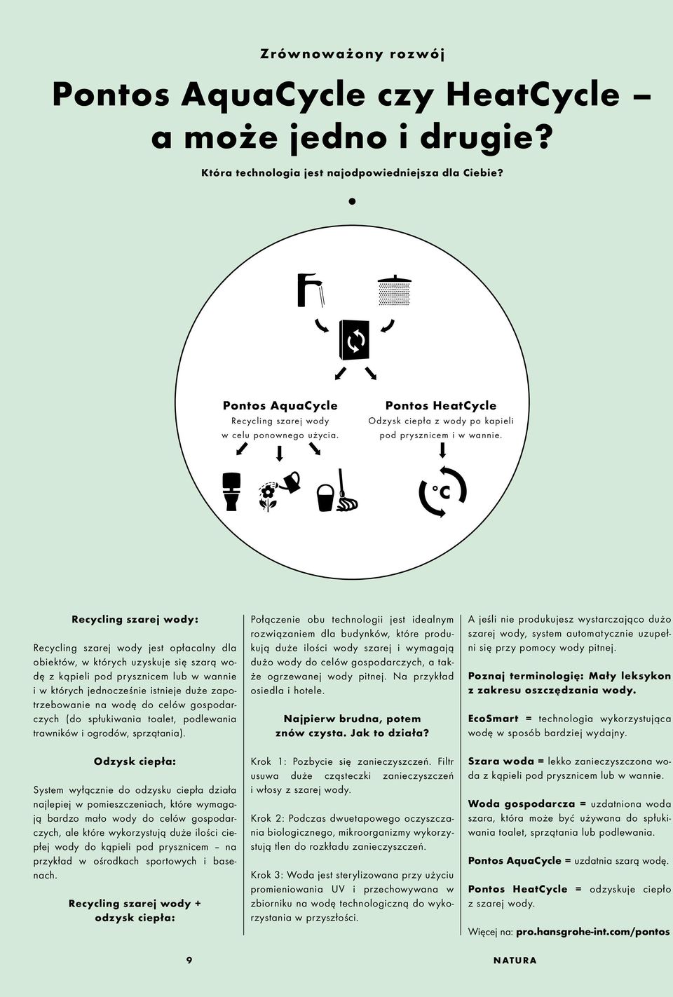 Recycling szarej wody: Recycling szarej wody jest opłacalny dla obiektów, w których uzyskuje się szarą wodę z kąpieli pod prysznicem lub w wannie i w których jednocześnie istnieje duże