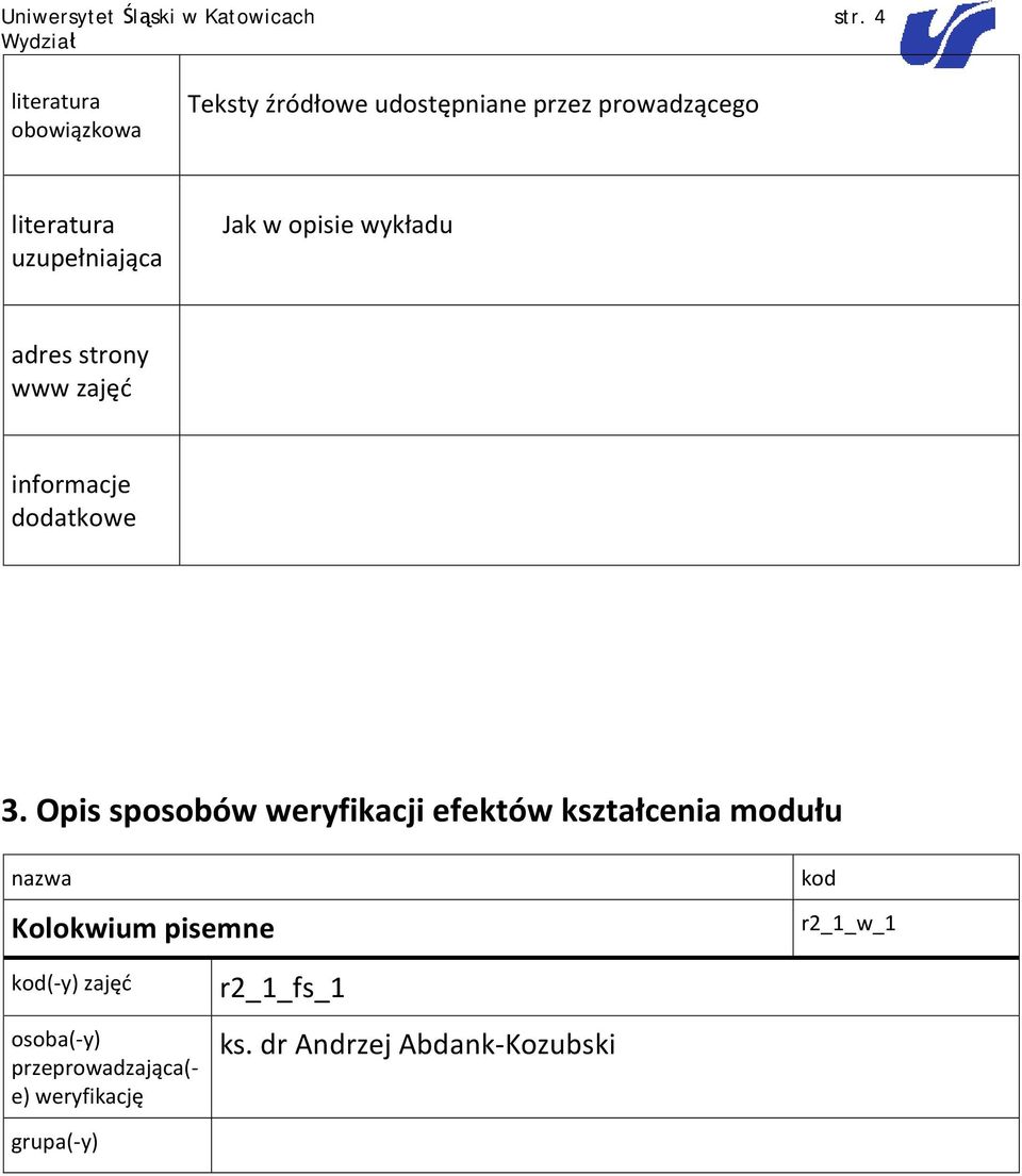 Jak w opisie wykładu adres strony www 3.