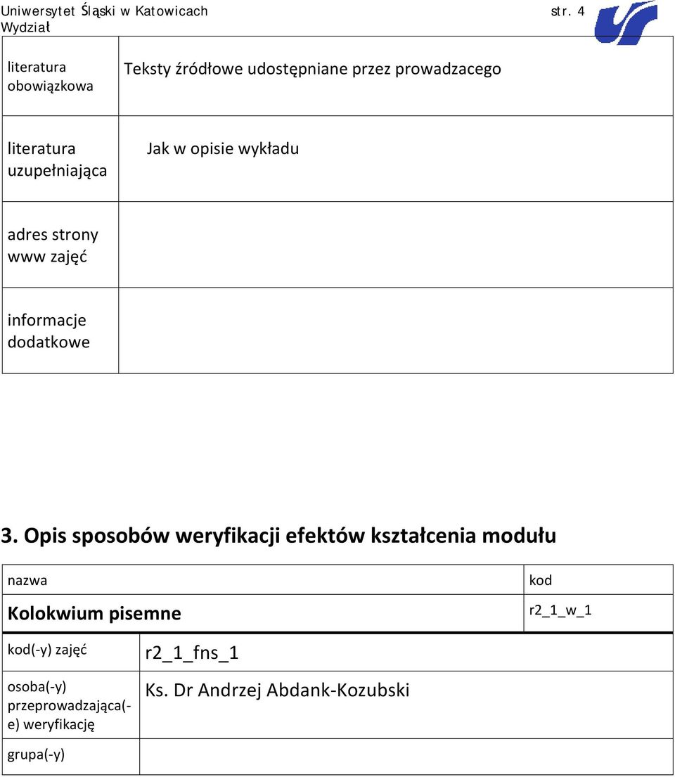 Jak w opisie wykładu adres strony www 3.