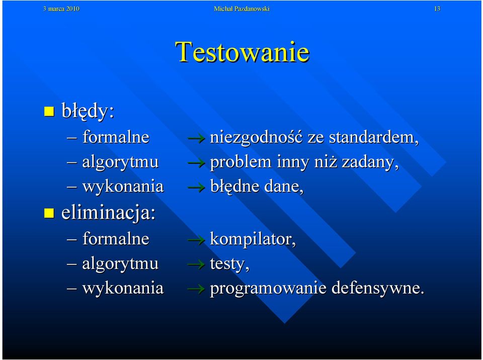 algorytmu wykonania niezgodność ze standardem, problem