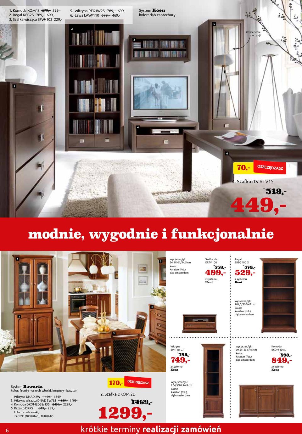 ), dąb amsterdam Witryna EWITD L,P Kent 79,- 90,/,/ cm kasztan (fot.), dąb amsterdam EKOM DS 89,- Kent System Bawaria fronty - orzech włoski, korpusy - kasztan. Witryna DNAD W 9,- 9,-.