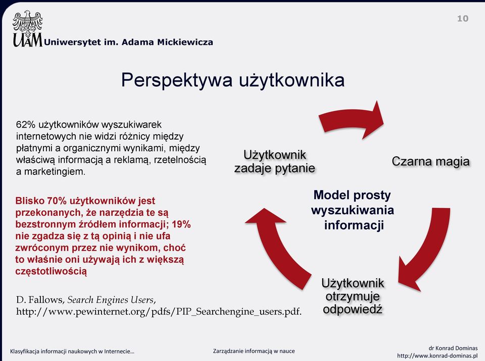 Użytkownik zadaje pytanie Czarna magia Blisko 70% użytkowników jest przekonanych, że narzędzia te są bezstronnym źródłem informacji; 19% nie zgadza się z