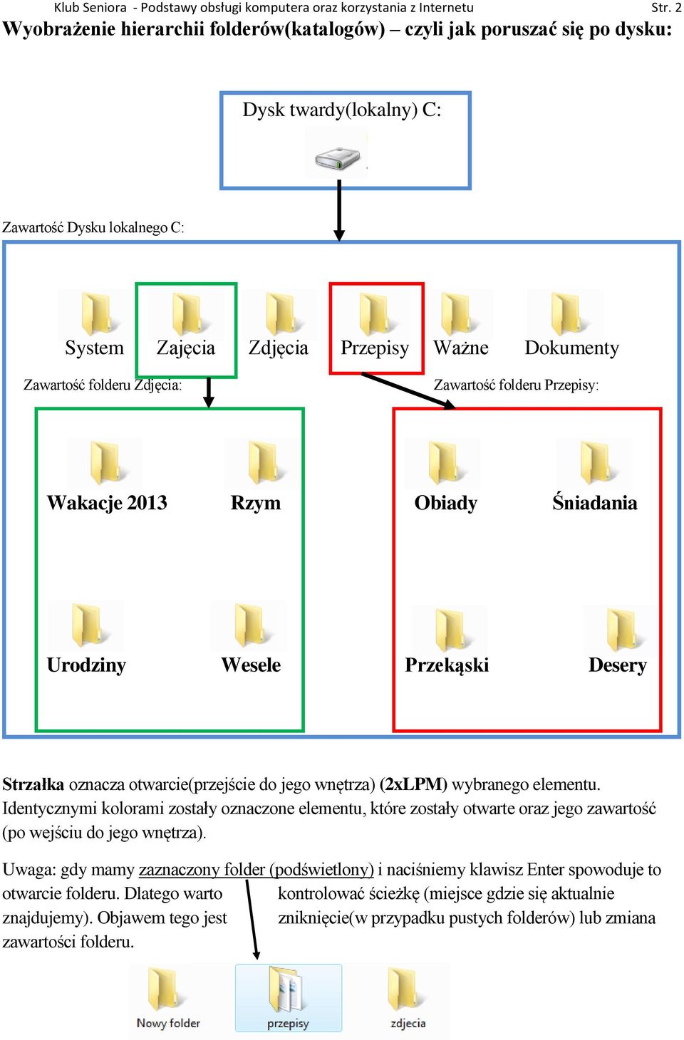 Zdjęcia: Zawartość folderu Przepisy: Wakacje 2013 Rzym Obiady Śniadania Urodziny Wesele Przekąski Desery Strzałka oznacza otwarcie(przejście do jego wnętrza) (2xLPM) wybranego elementu.