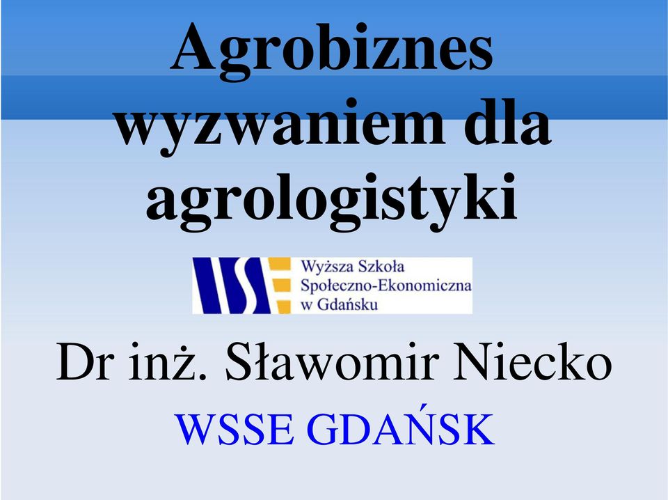 agrologistyki Dr