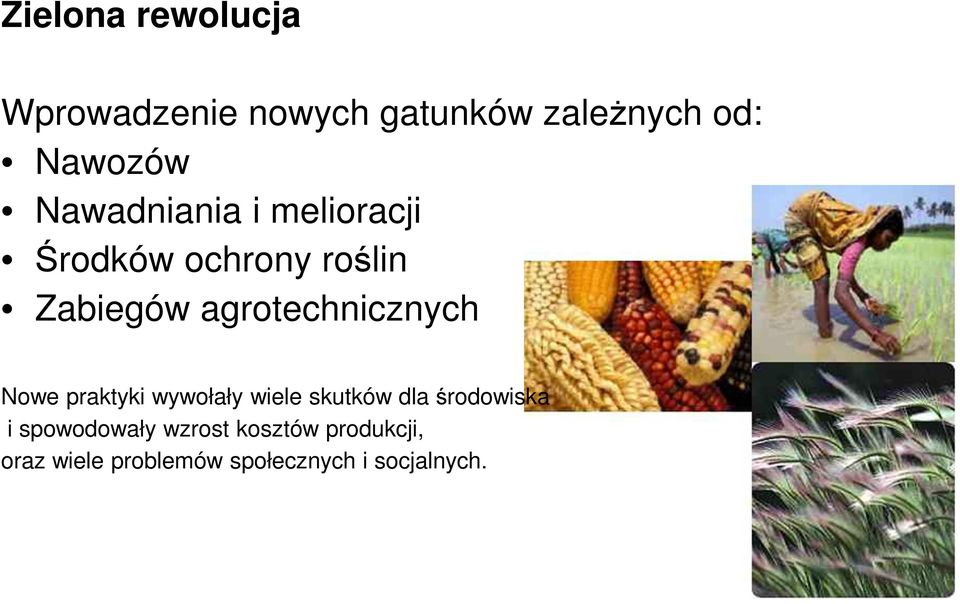 agrotechnicznych Nowe praktyki wywołały wiele skutków dla środowiska i