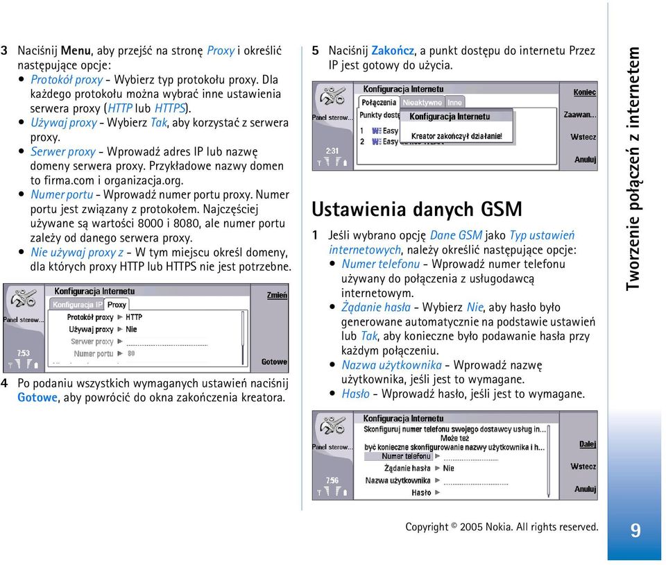 Serwer proxy - Wprowad¼ adres IP lub nazwê domeny serwera proxy. Przyk³adowe nazwy domen to firma.com i organizacja.org. Numer portu - Wprowad¼ numer portu proxy.