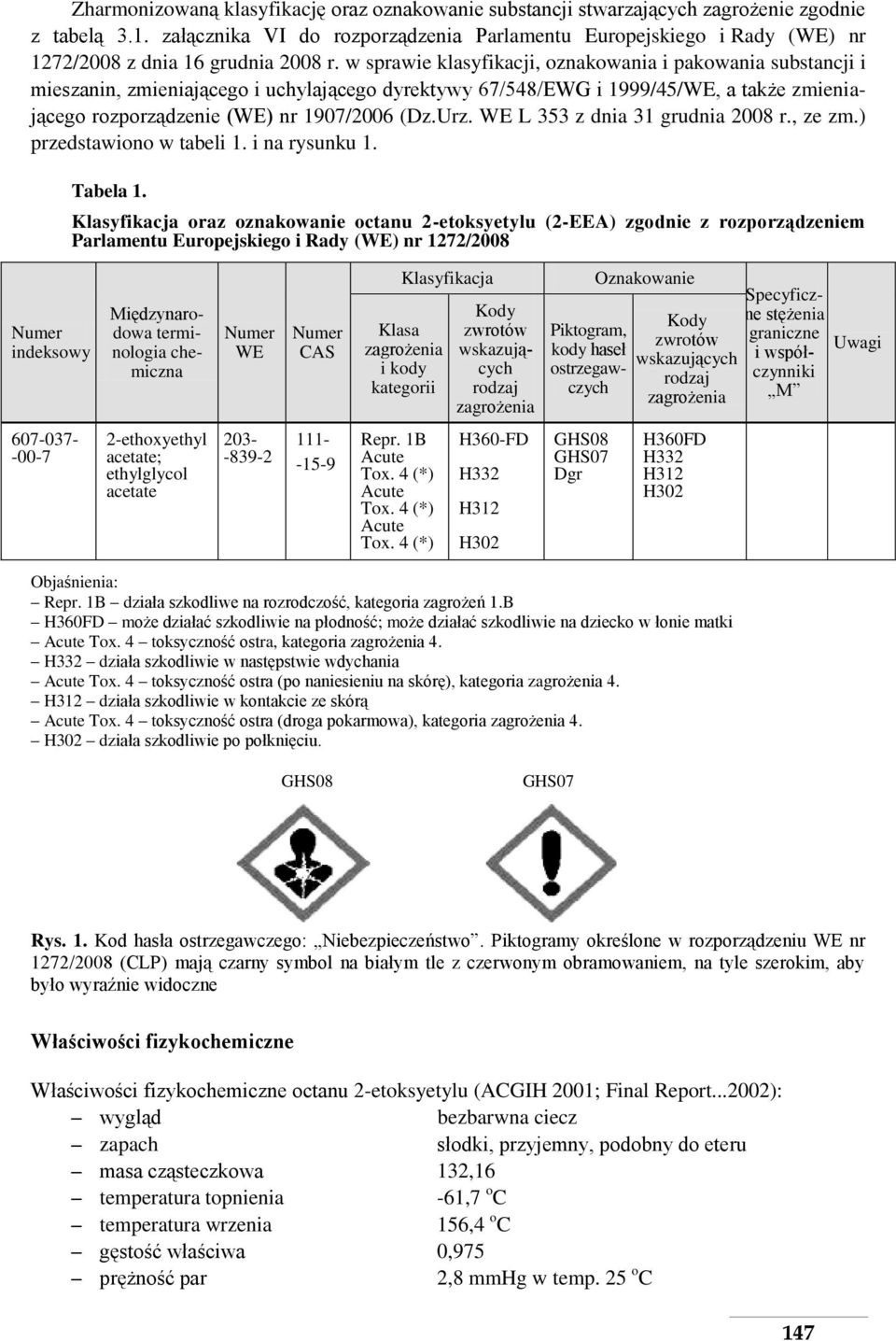 w sprawie klasyfikacji, oznakowania i pakowania substancji i mieszanin, zmieniającego i uchylającego dyrektywy 67/548/EWG i 1999/45/WE, a także zmieniającego rozporządzenie (WE) nr 1907/2006 (Dz.Urz.