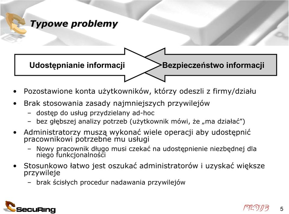 Administratorzy muszą wykonać wiele operacji aby udostępnić pracownikowi potrzebne mu usługi Nowy pracownik długo musi czekać na udostępnienie