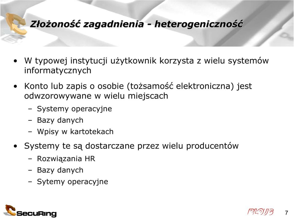 odwzorowywane w wielu miejscach Systemy operacyjne Bazy danych Wpisy w kartotekach