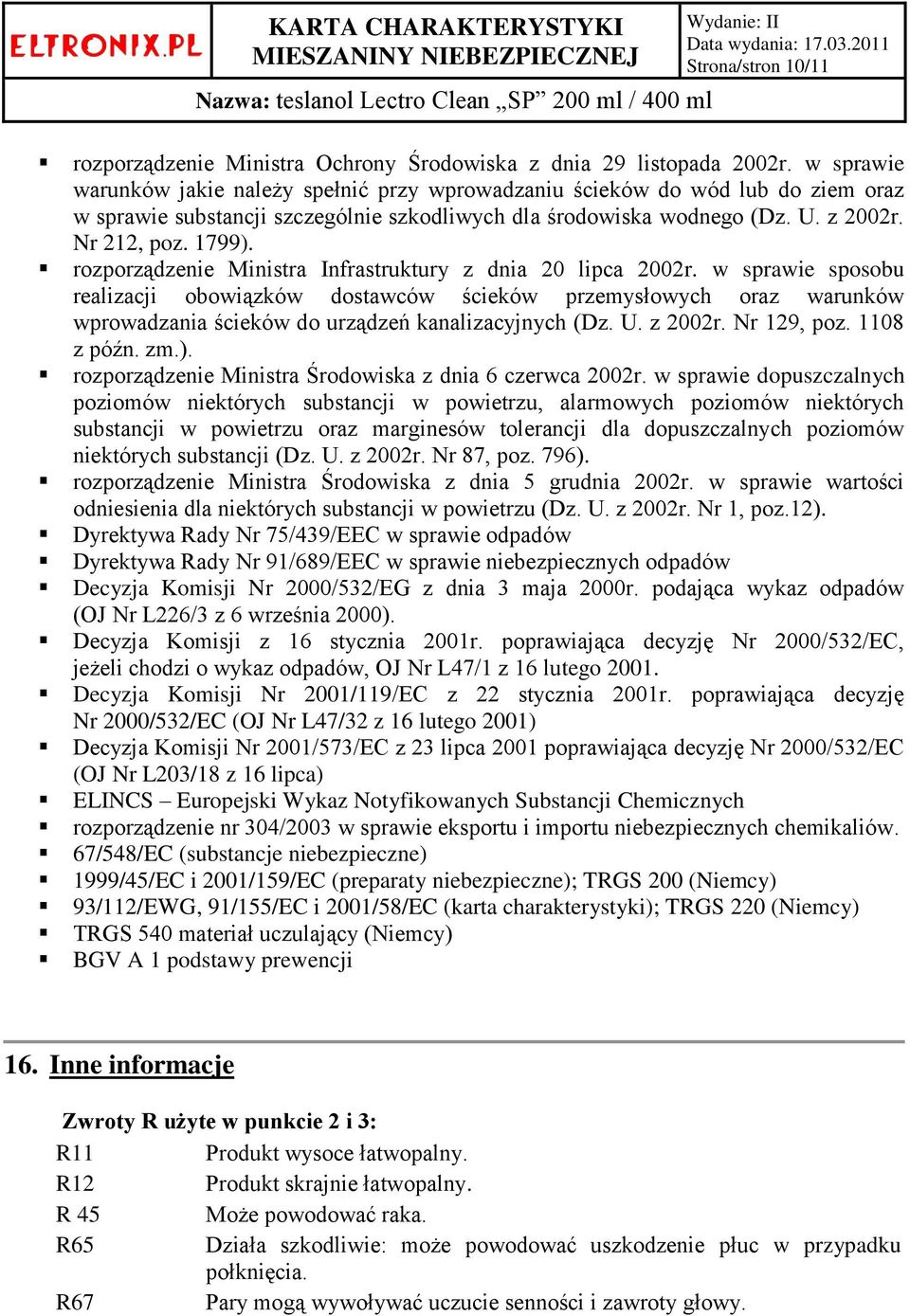 rozporządzenie Ministra Infrastruktury z dnia 20 lipca 2002r.