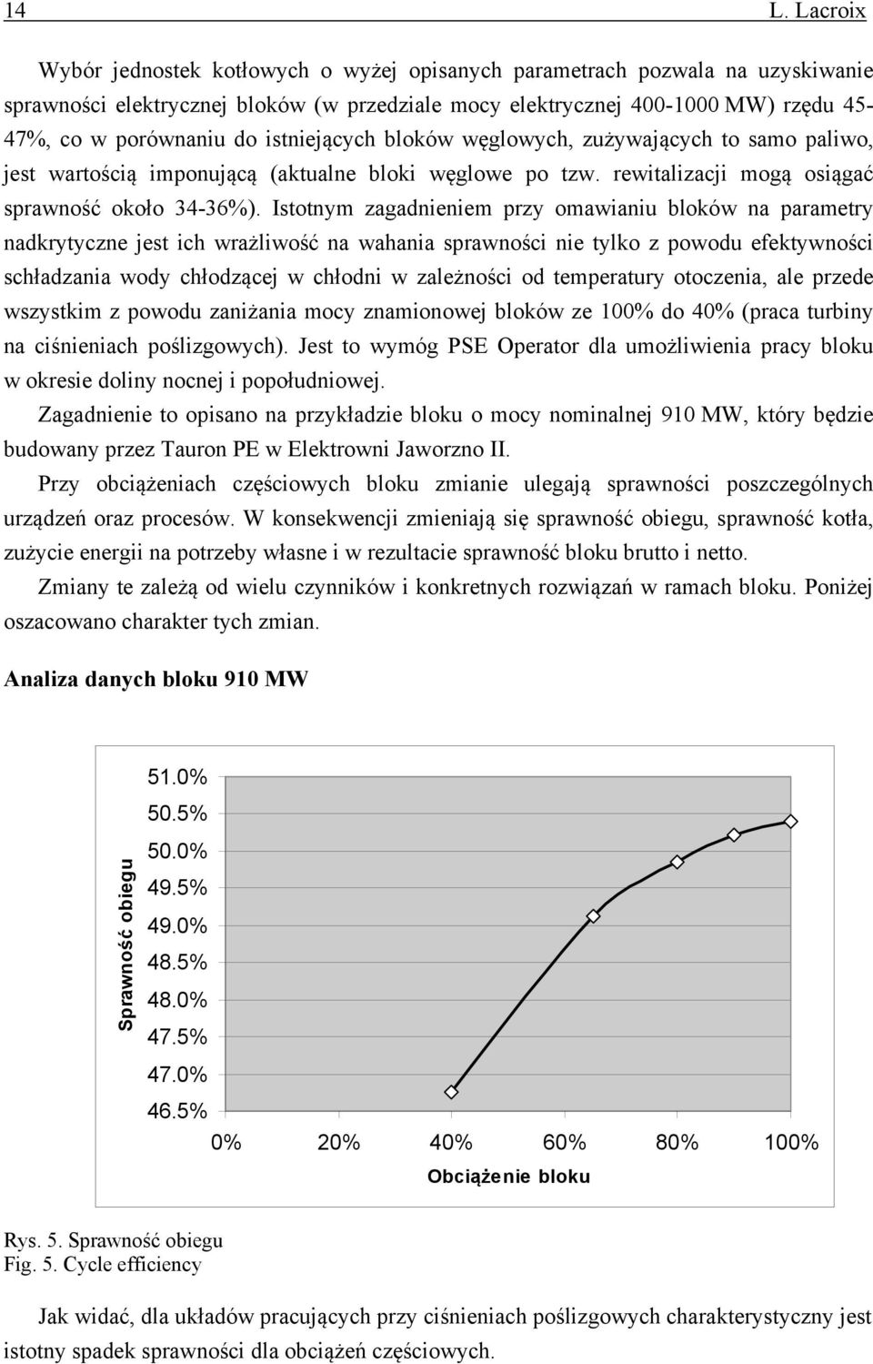 Istotnym zagadnieniem przy omawianiu bloków na parametry nadkrytyczne jest ich wrażliwość na wahania sprawności nie tylko z powodu efektywności schładzania wody chłodzącej w chłodni w zależności od