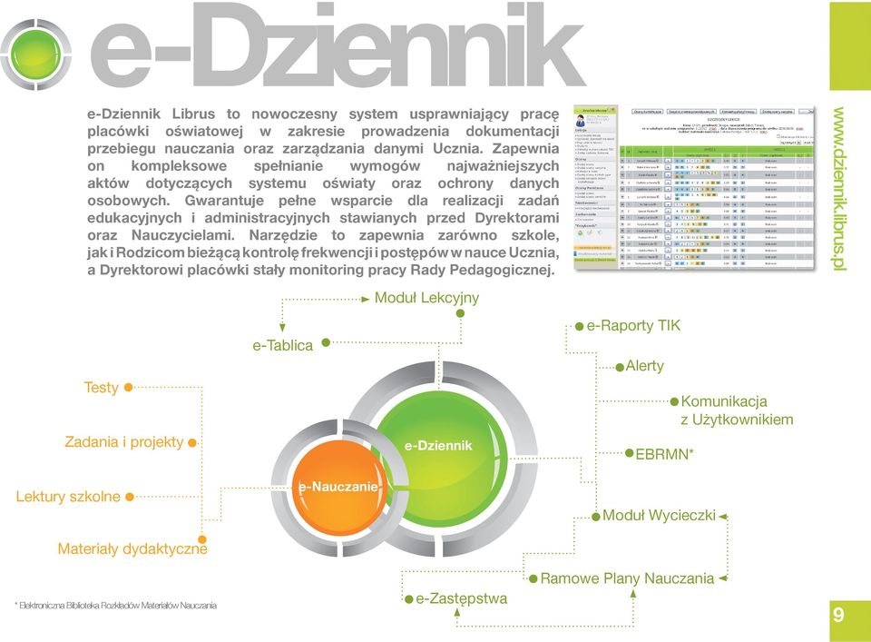 Gwarantuje pełne wsparcie dla realizacji zadań edukacyjnych i administracyjnych stawianych przed Dyrektorami oraz Nauczycielami.