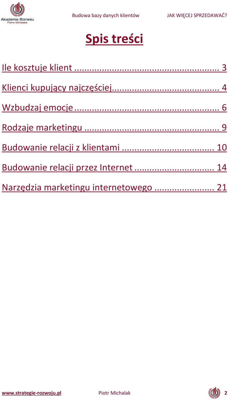 .. 9 Budowanie relacji z klientami.