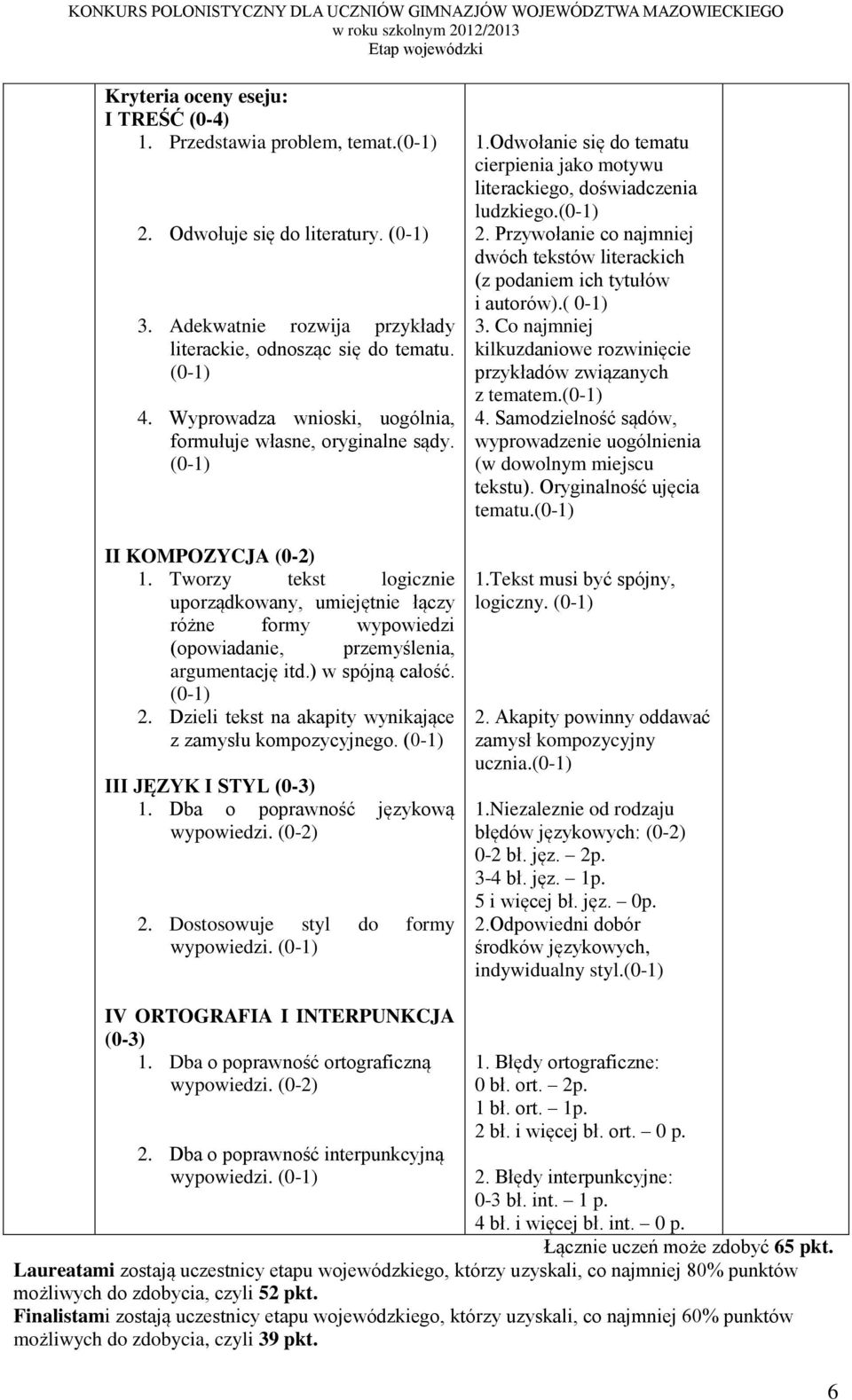 Tworzy tekst logicznie uporządkowany, umiejętnie łączy różne formy wypowiedzi (opowiadanie, przemyślenia, argumentację itd.) w spójną całość. () 2.