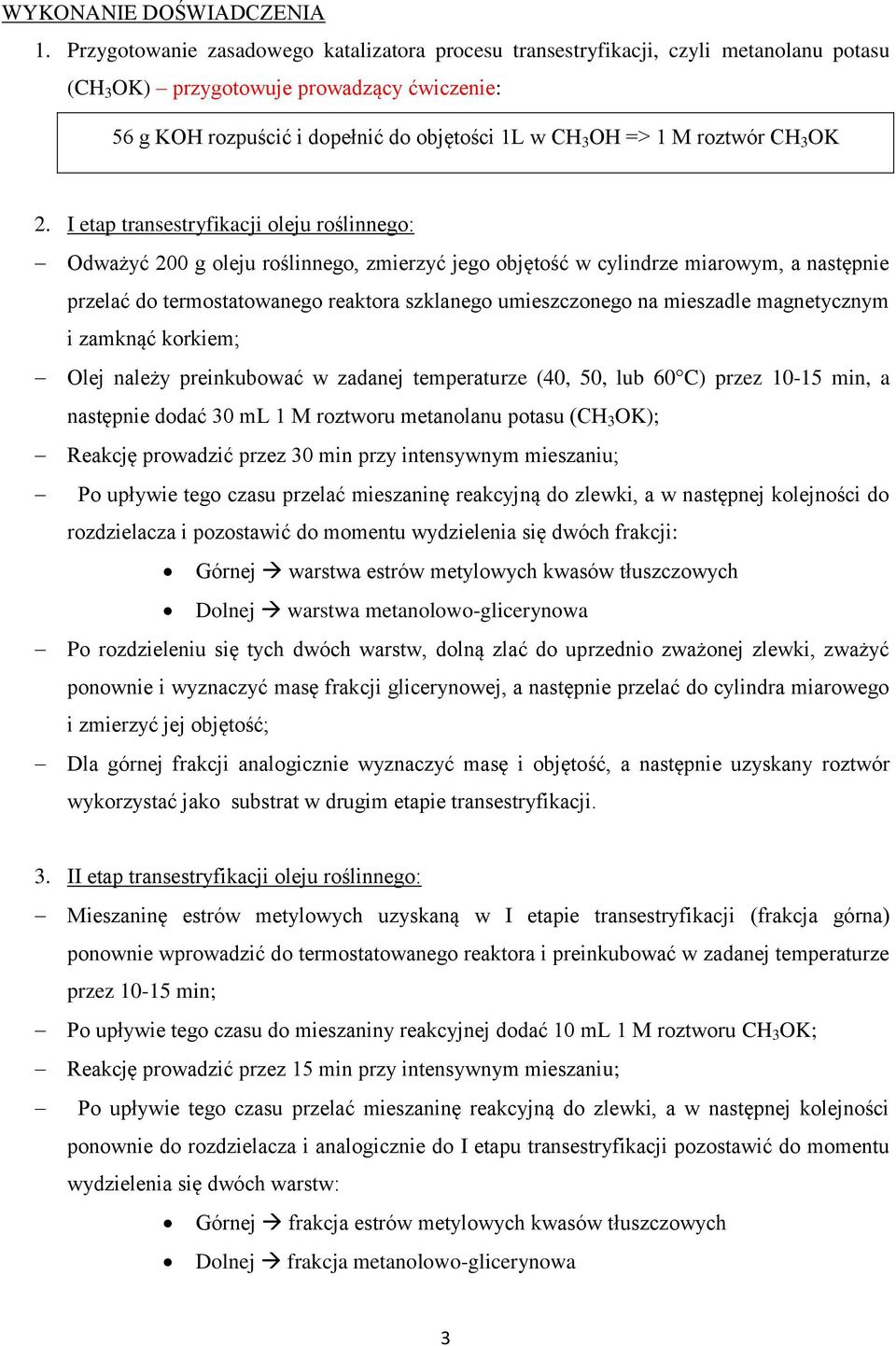 roztwór CH 3 OK 2.