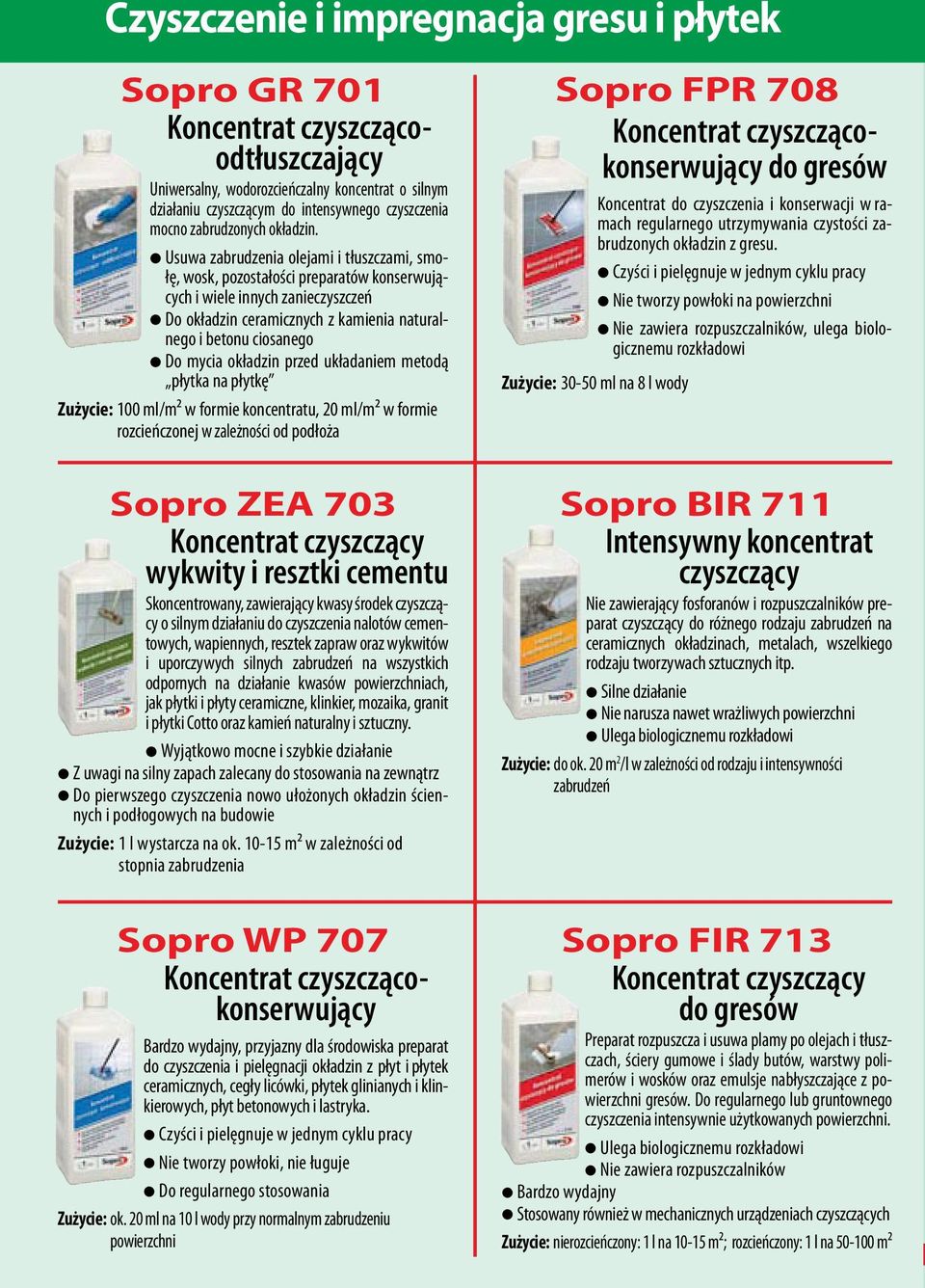 Usuwa zabrudzenia olejami i tłuszczami, smołę, wosk, pozostałości preparatów konserwujących i wiele innych zanieczyszczeń Do okładzin ceramicznych z kamienia naturalnego i betonu ciosanego Do mycia