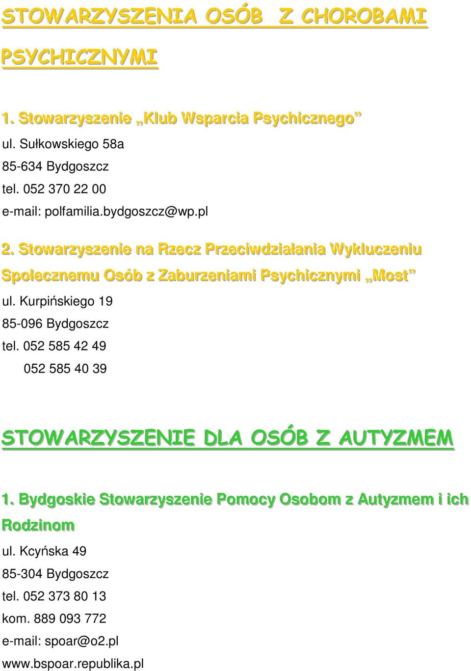 . Sttowarrzyszeniie na Rzecz Prrzeciiwdziiałłaniia Wyklluczeniiu Społłecznemu Osób z Zaburrzeniiamii Psychiicznymii Mostt ul.