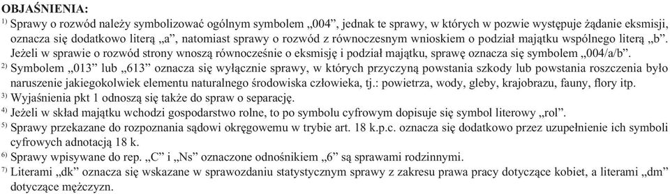 2) Symbolem 013 lub 613 oznacza się wyłącznie sprawy, w których przyczyną powstania szkody lub powstania roszczenia było naruszenie jakiegokolwiek elementu naturalnego środowiska człowieka, tj.