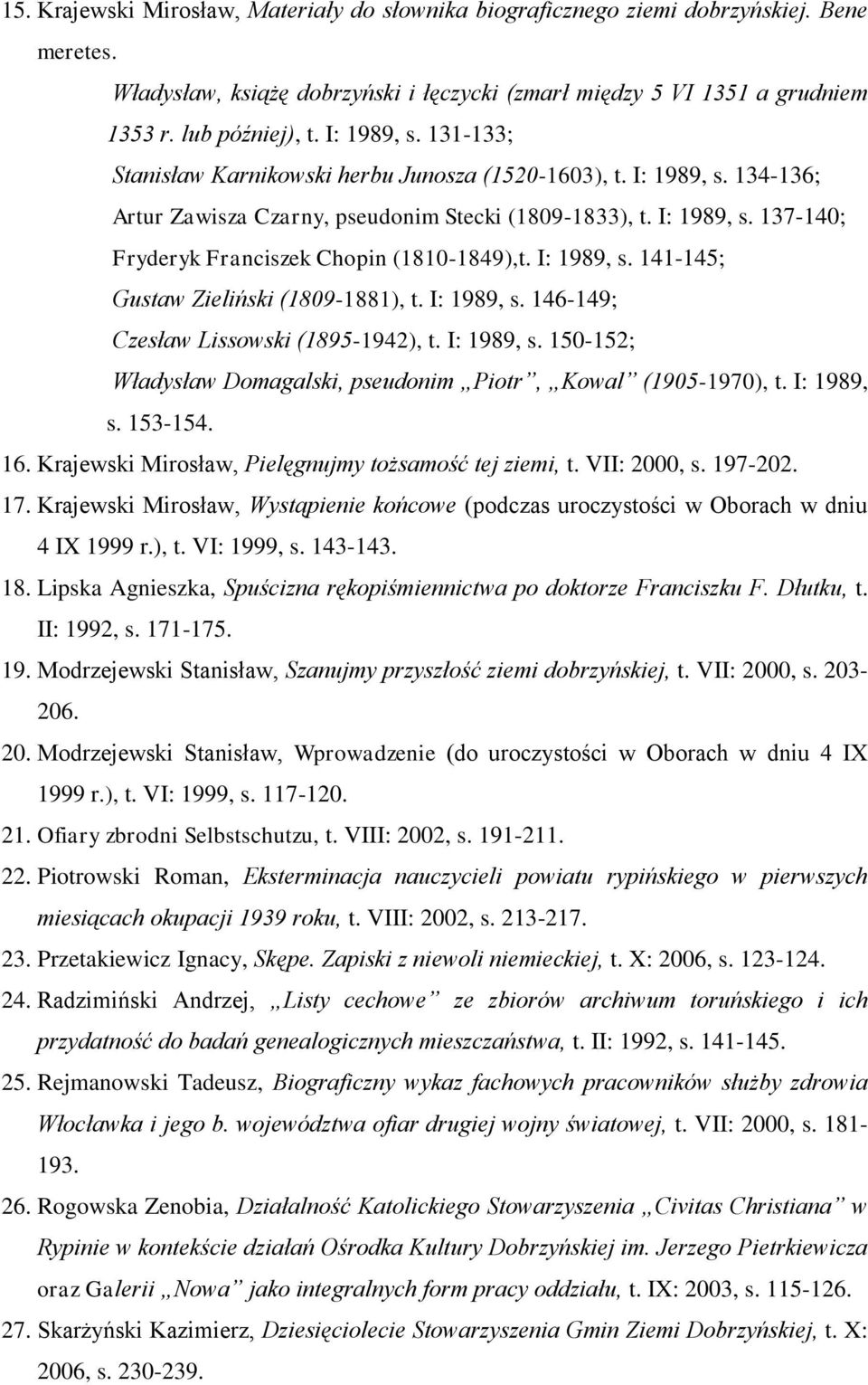 I: 1989, s. 141-145; Gustaw Zieliński (1809-1881), t. I: 1989, s. 146-149; Czesław Lissowski (1895-1942), t. I: 1989, s. 150-152; Władysław Domagalski, pseudonim Piotr, Kowal (1905-1970), t.