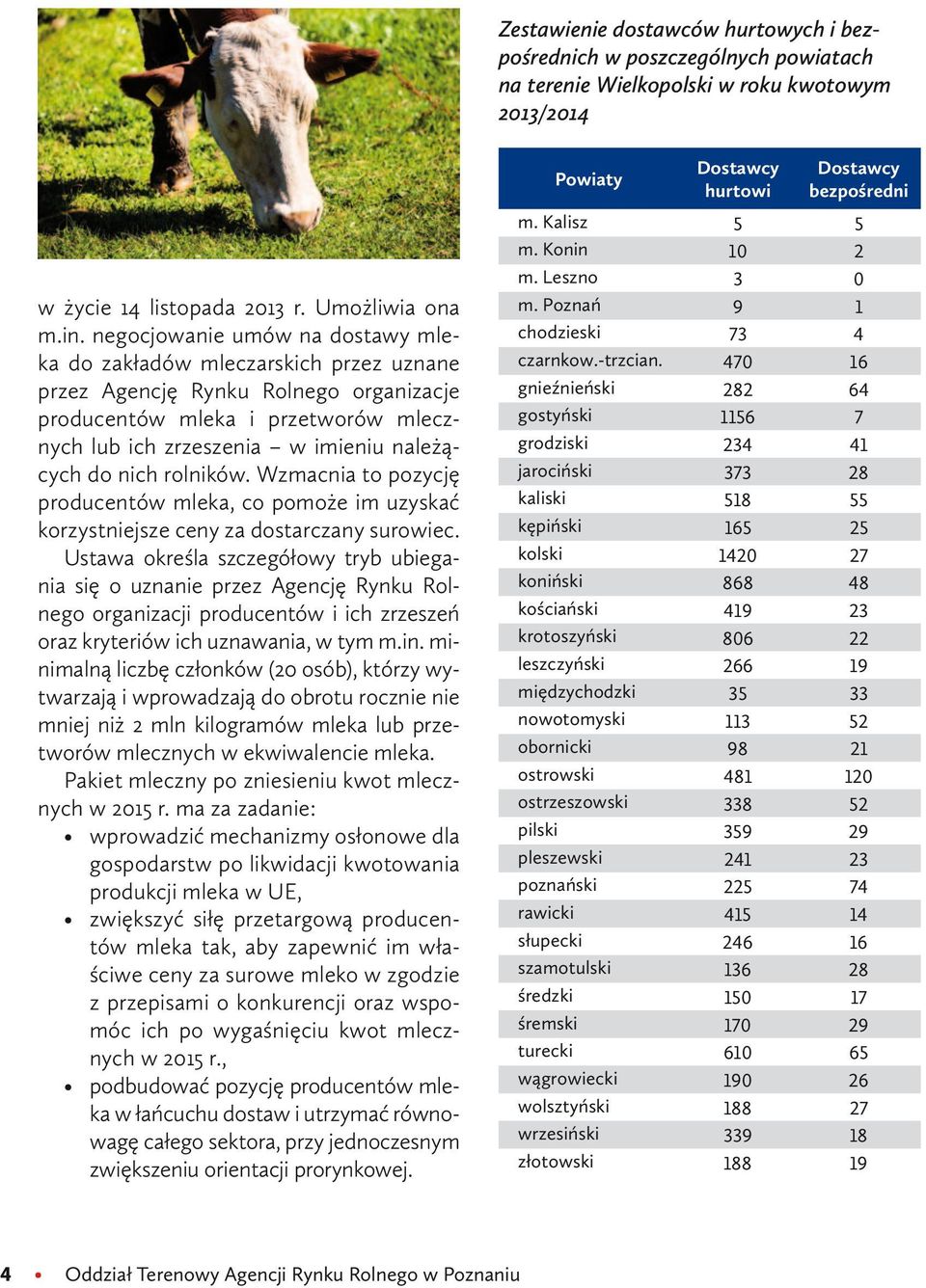 nich rolników. Wzmacnia to pozycję producentów mleka, co pomoże im uzyskać korzystniejsze ceny za dostarczany surowiec.