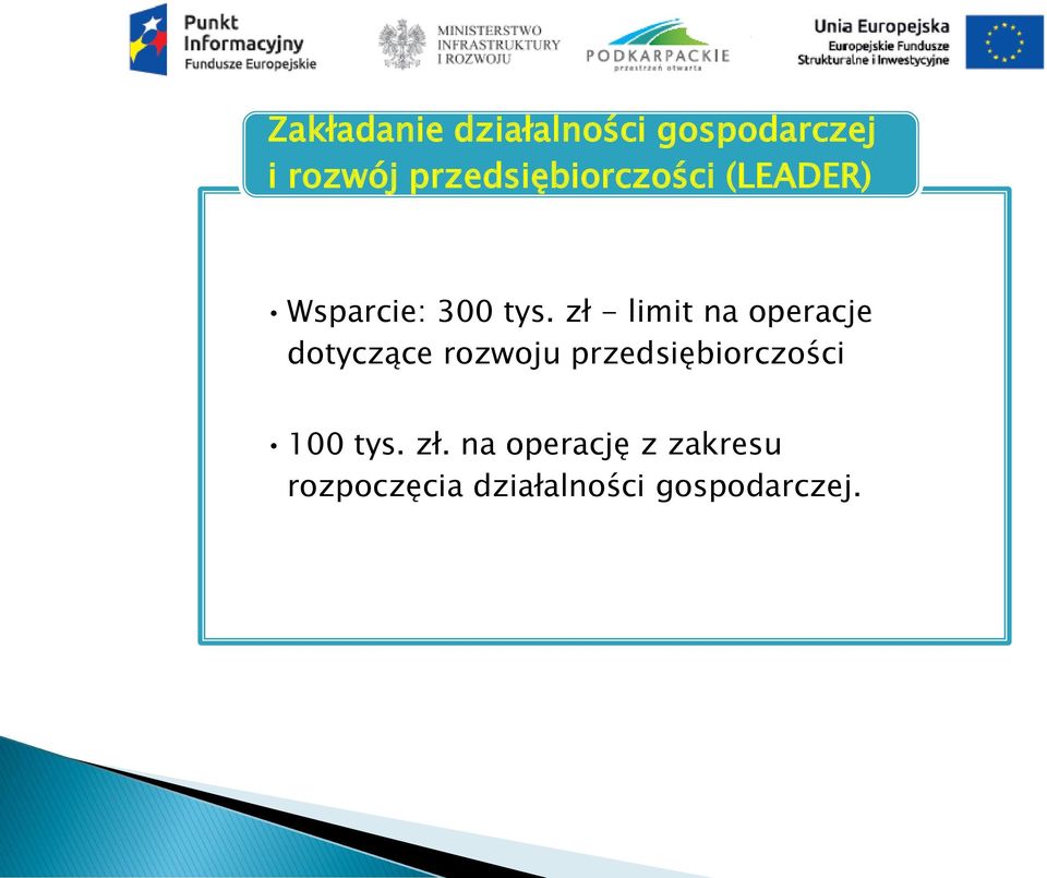 zł - limit na operacje dotyczące rozwoju