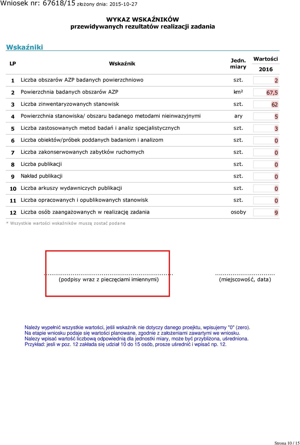 62 4 Powierzchnia stanowiska/ obszaru badanego metodami nieinwazyjnymi ary 5 5 Liczba zastosowanych metod badań i analiz specjalistycznych szt.