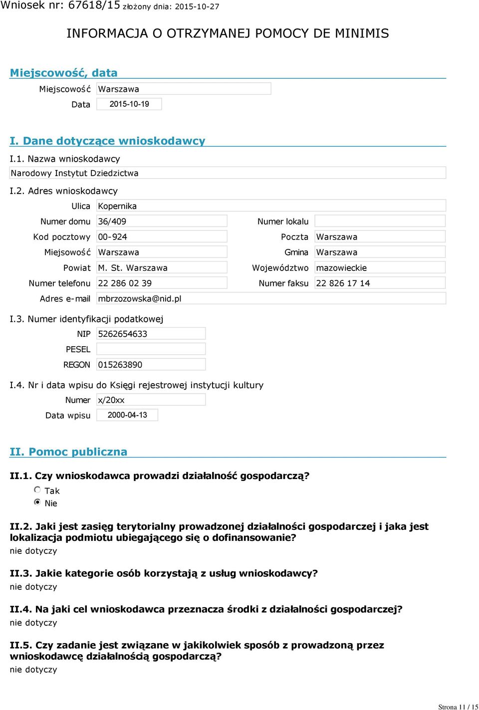 4. Nr i data wpisu do Księgi rejestrowej instytucji kultury Numer x/20