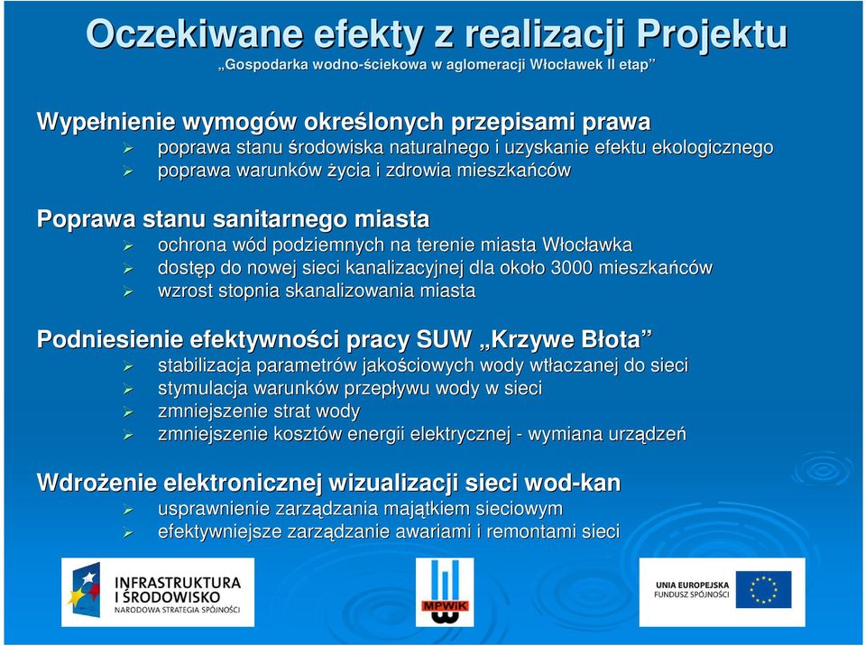 miasta Podniesienie efektywności pracy SUW Krzywe Błota stabilizacja parametrów jakościowych wody wtłaczanej do sieci stymulacja warunków przepływu wody w sieci zmniejszenie strat wody