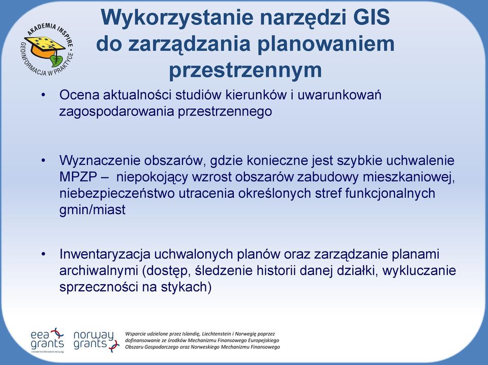 obszarów zabudowy mieszkaniowej, niebezpieczeństwo utracenia określonych stref funkcjonalnych gmin/miast Inwentaryzacja