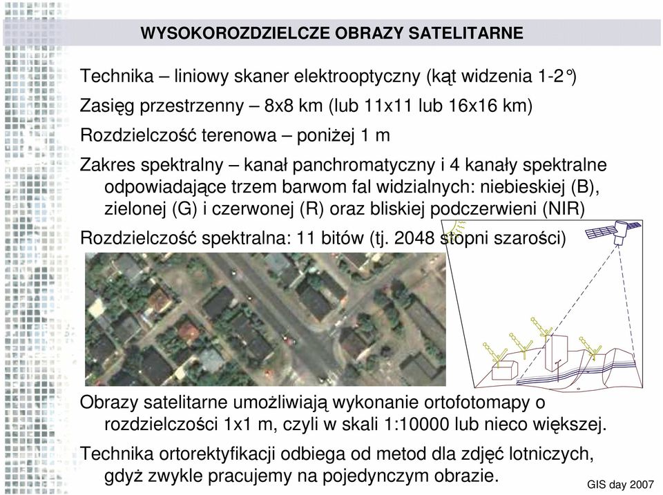czerwonej (R) oraz bliskiej podczerwieni (NIR) Rozdzielczość spektralna: 11 bitów (tj.