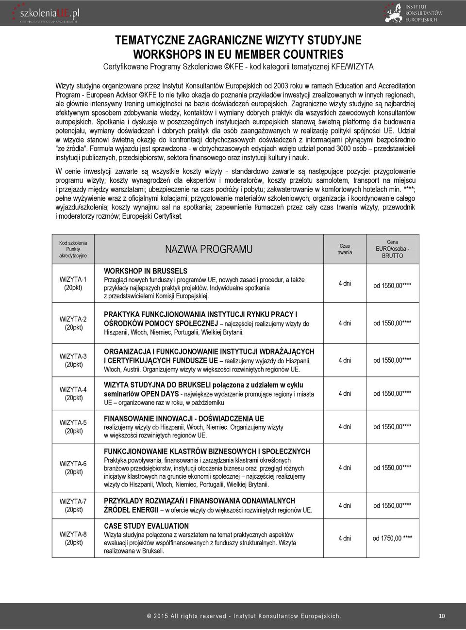 głównie intensywny trening umiejętności na bazie doświadczeń europejskich.