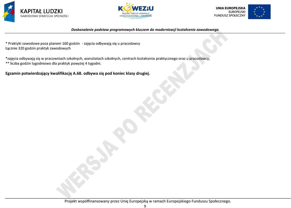 pracodawcy, ** liczba godzin tygodniowo dla praktyk powyżej 4 tygodni. Egzamin potwierdzający kwalifikację A.68.