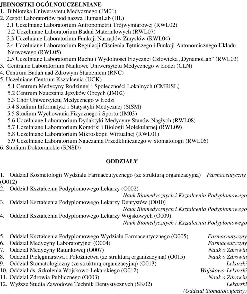 4 Uczelniane Laboratorium Regulacji Ciśnienia Tętniczego i Funkcji Autonomicznego Układu Nerwowego (RWL05) 2.5 Uczelniane Laboratorium Ruchu i Wydolności Fizycznej Człowieka DynamoLab (RWL03) 3.