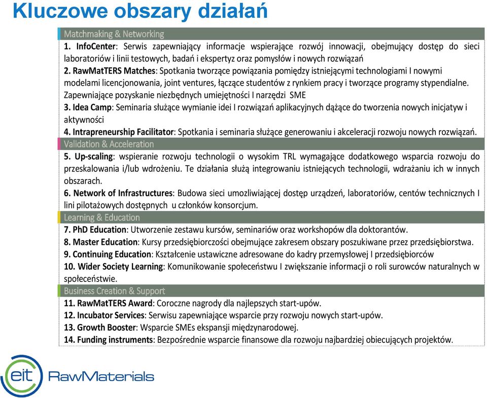 RawMatTERS Matches: Spotkania tworzące powiązania pomiędzy istniejącymi technologiami I nowymi modelami licencjonowania, joint ventures, łączące studentów z rynkiem pracy i tworzące programy