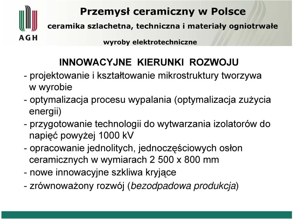 technologii do wytwarzania izolatorów do napięć powyżej 1000 kv - opracowanie jednolitych, jednoczęściowych