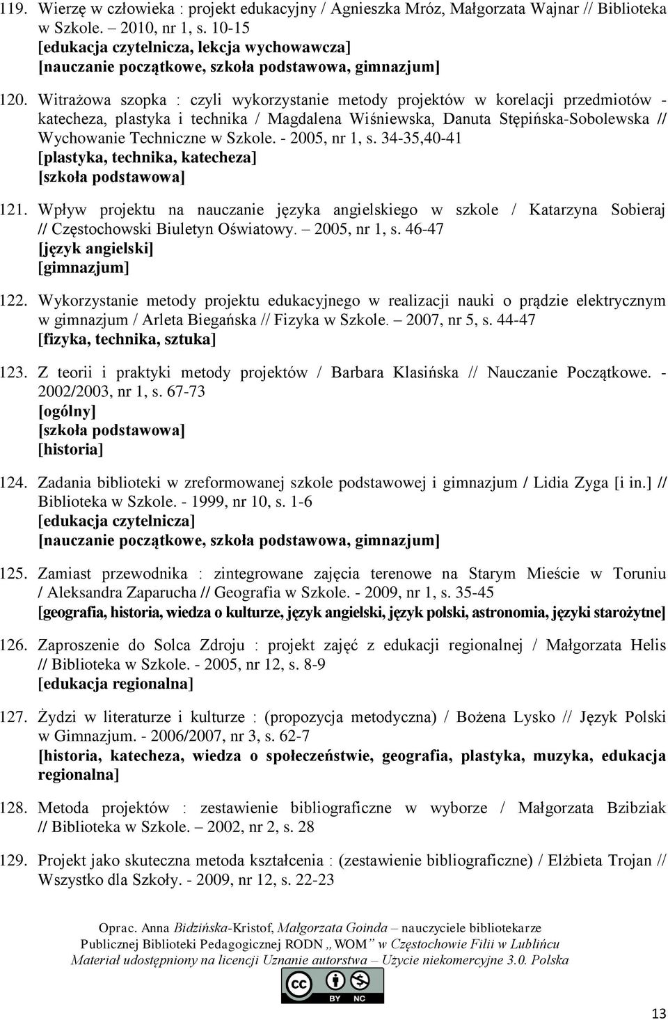 Witrażowa szopka : czyli wykorzystanie metody projektów w korelacji przedmiotów - katecheza, plastyka i technika / Magdalena Wiśniewska, Danuta Stępińska-Sobolewska // Wychowanie Techniczne w Szkole.