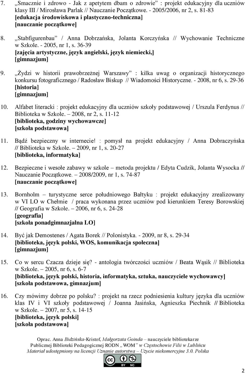 36-39 [zajęcia artystyczne, język angielski, język niemiecki,] 9.