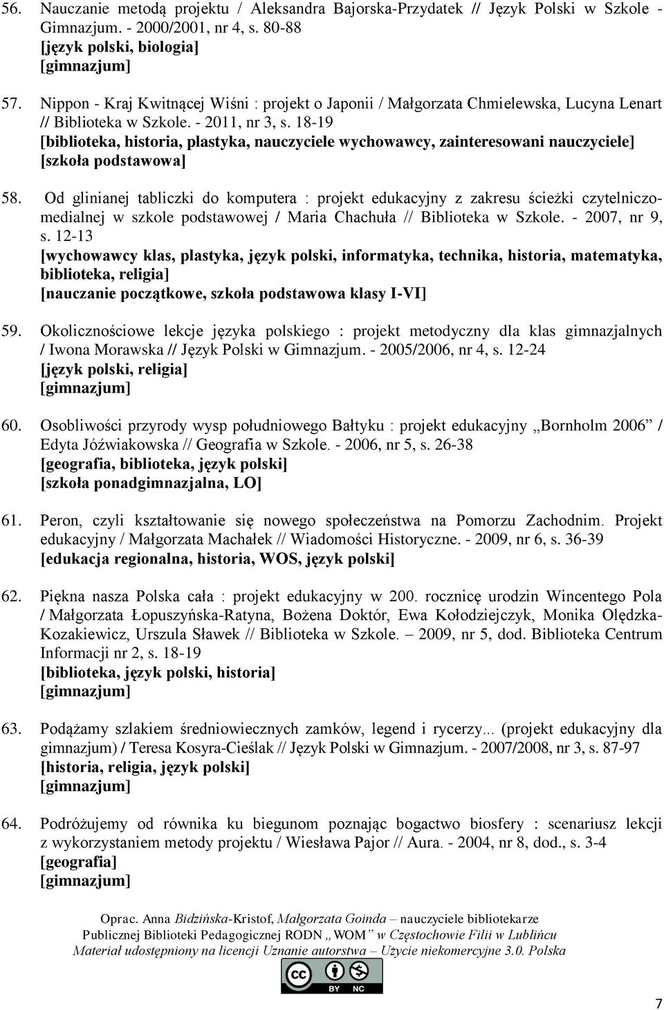 18-19 [biblioteka, historia, plastyka, nauczyciele wychowawcy, zainteresowani nauczyciele] 58.