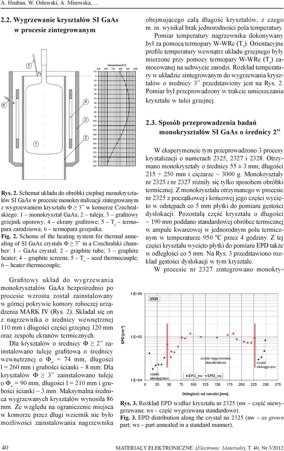 Orientacyjne profile temperatury wewnątrz układu grzejnego były mierzone przy pomocy termopary W-WRe (T z ) zamocowanej na uchwycie zarodzi.