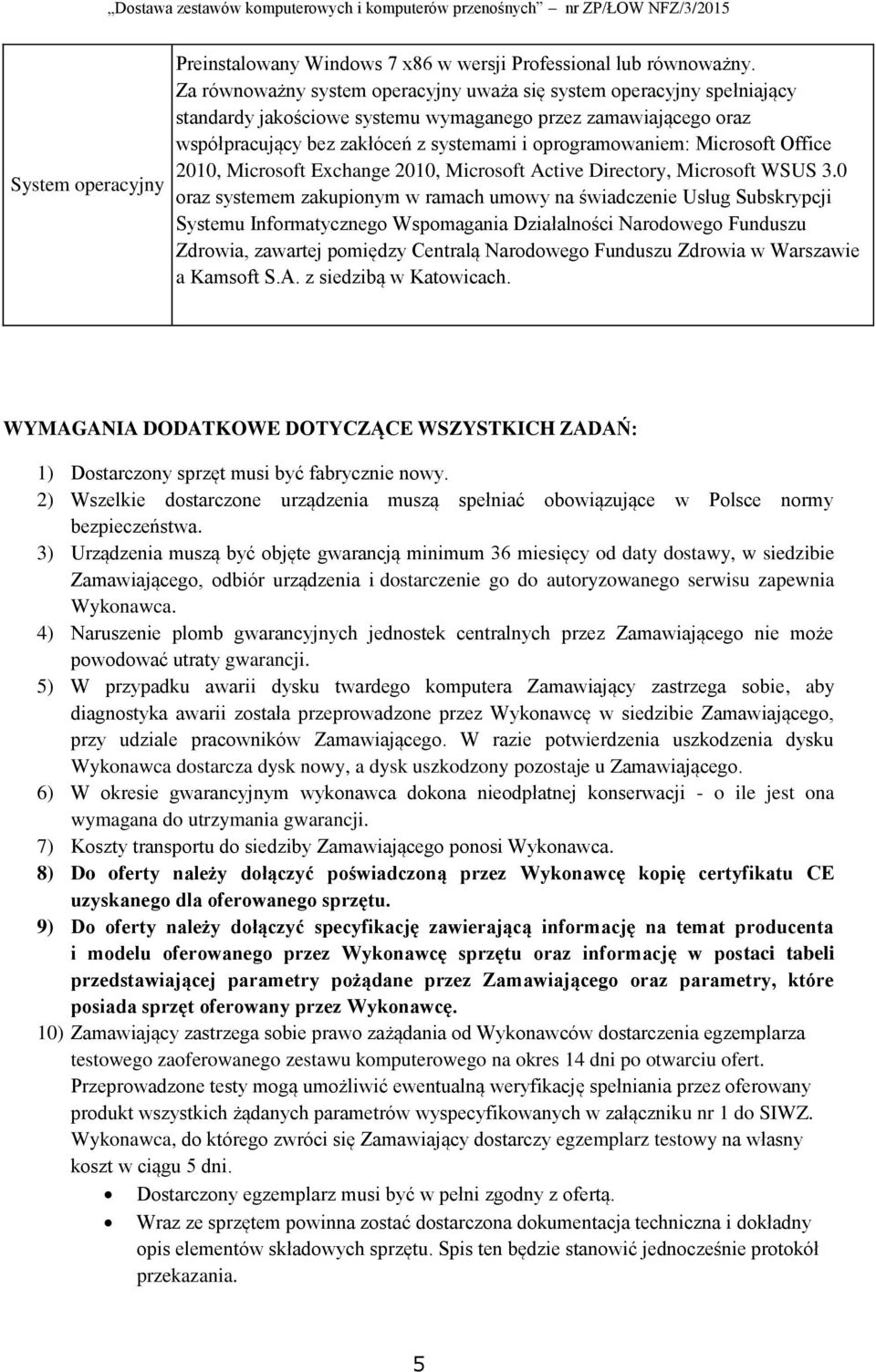 Microsoft Office 2010, Microsoft Exchange 2010, Microsoft Active Directory, Microsoft WSUS 3.