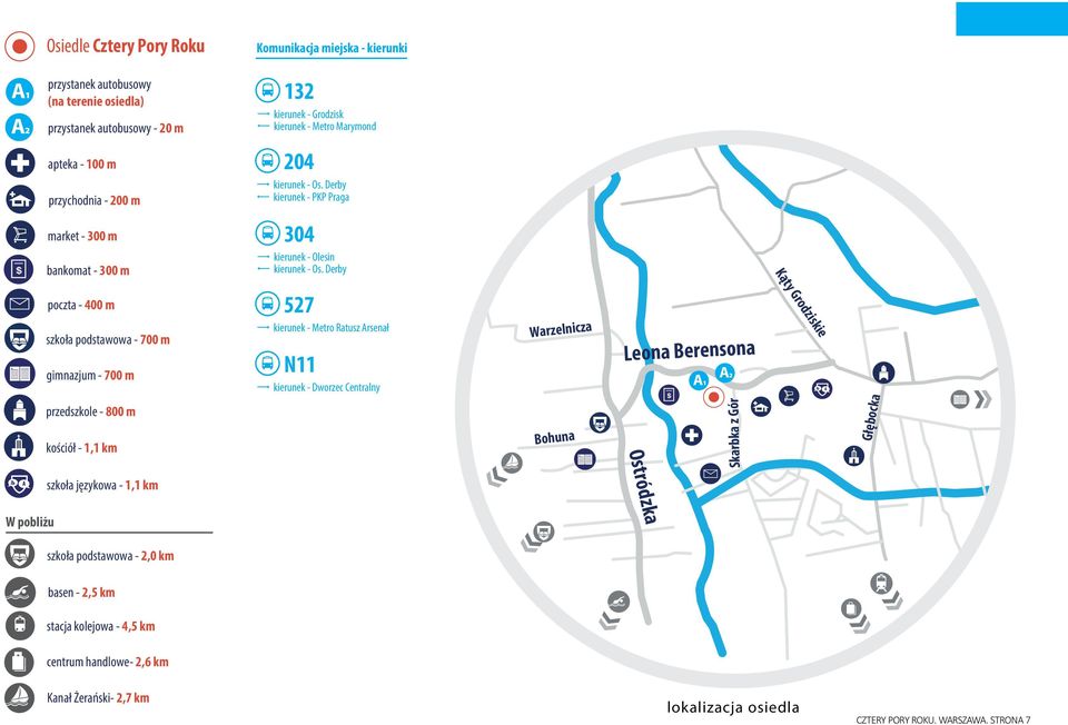Derby przedszkole kierunek - - PKP 800 Praga m oku market - 300 m Osiedle Cztery Pory Roku bankomat - 300 m 304 kościół - 1,1 km kierunek - Olesin szkoła kierunek językowa - Os.