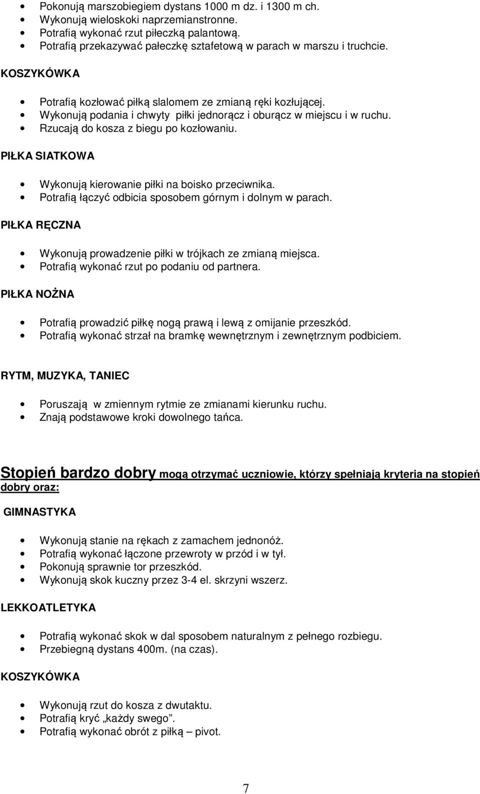 Wykonują podania i chwyty piłki jednorącz i oburącz w miejscu i w ruchu. Rzucają do kosza z biegu po kozłowaniu. Wykonują kierowanie piłki na boisko przeciwnika.