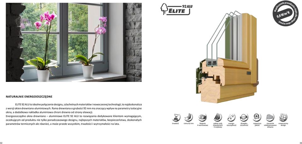 Energooszczędne okna drewniano aluminiowe ELITE 92 ALU to rozwiązania dedykowane klientom wymagającym, oczekującym od produktu nie tylko ponadczasowego designu, najlepszych materiałów,