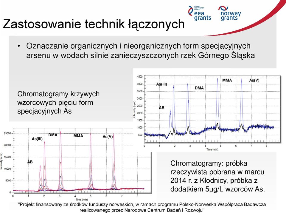 wzorcowych pięciu form specjacyjnych As As(III) AB DMA MMA As(V) As(III) DMA MMA As(V) AB