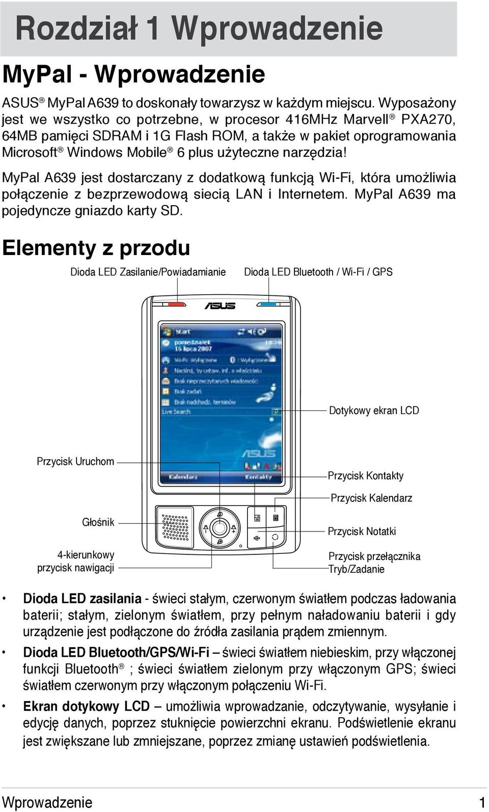 MyPal A639 jest dostarczany z dodatkową funkcją Wi-Fi, która umożliwia połączenie z bezprzewodową siecią LAN i Internetem. MyPal A639 ma pojedyncze gniazdo karty SD.