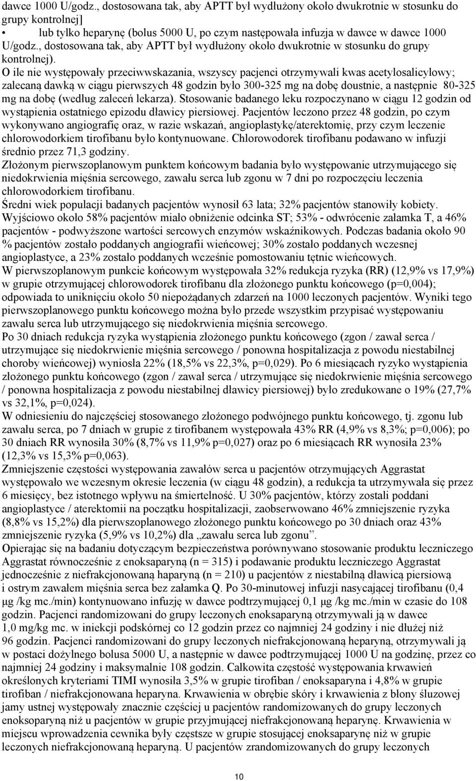 O ile nie występowały przeciwwskazania, wszyscy pacjenci otrzymywali kwas acetylosalicylowy; zalecaną dawką w ciągu pierwszych 48 godzin było 300-325 mg na dobę doustnie, a następnie 80-325 mg na