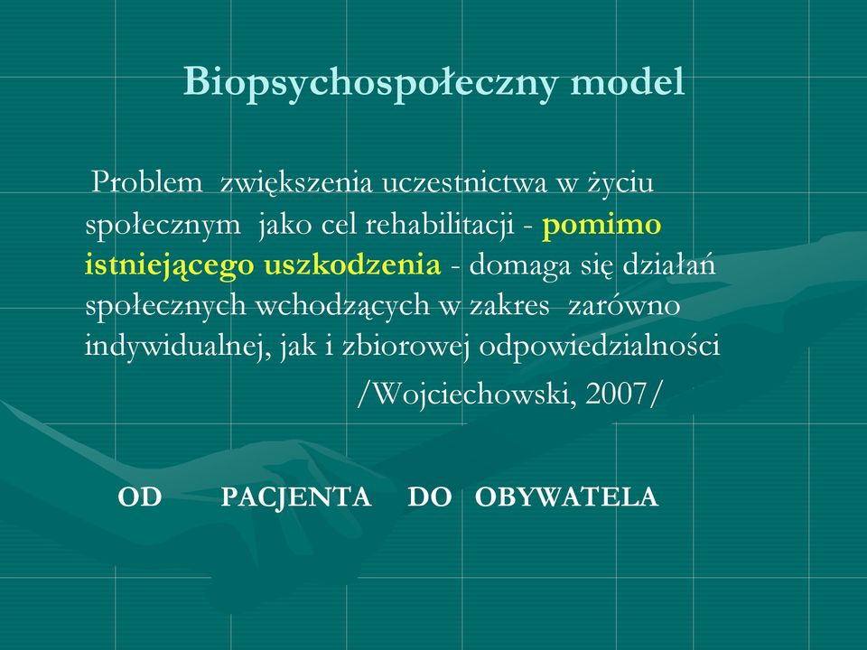 domaga się działań społecznych wchodzących w zakres zarówno